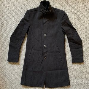 ZARA - charcoal gray long wool pea coat